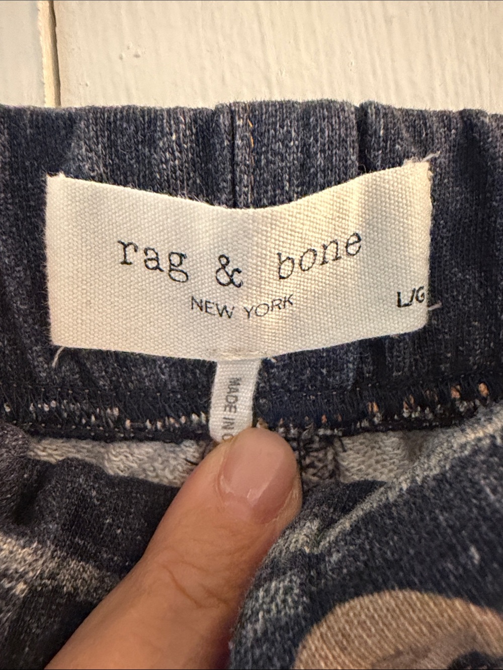 rag & bone Navy and Cream Patterned Sweatpants - Picture 2 of 2